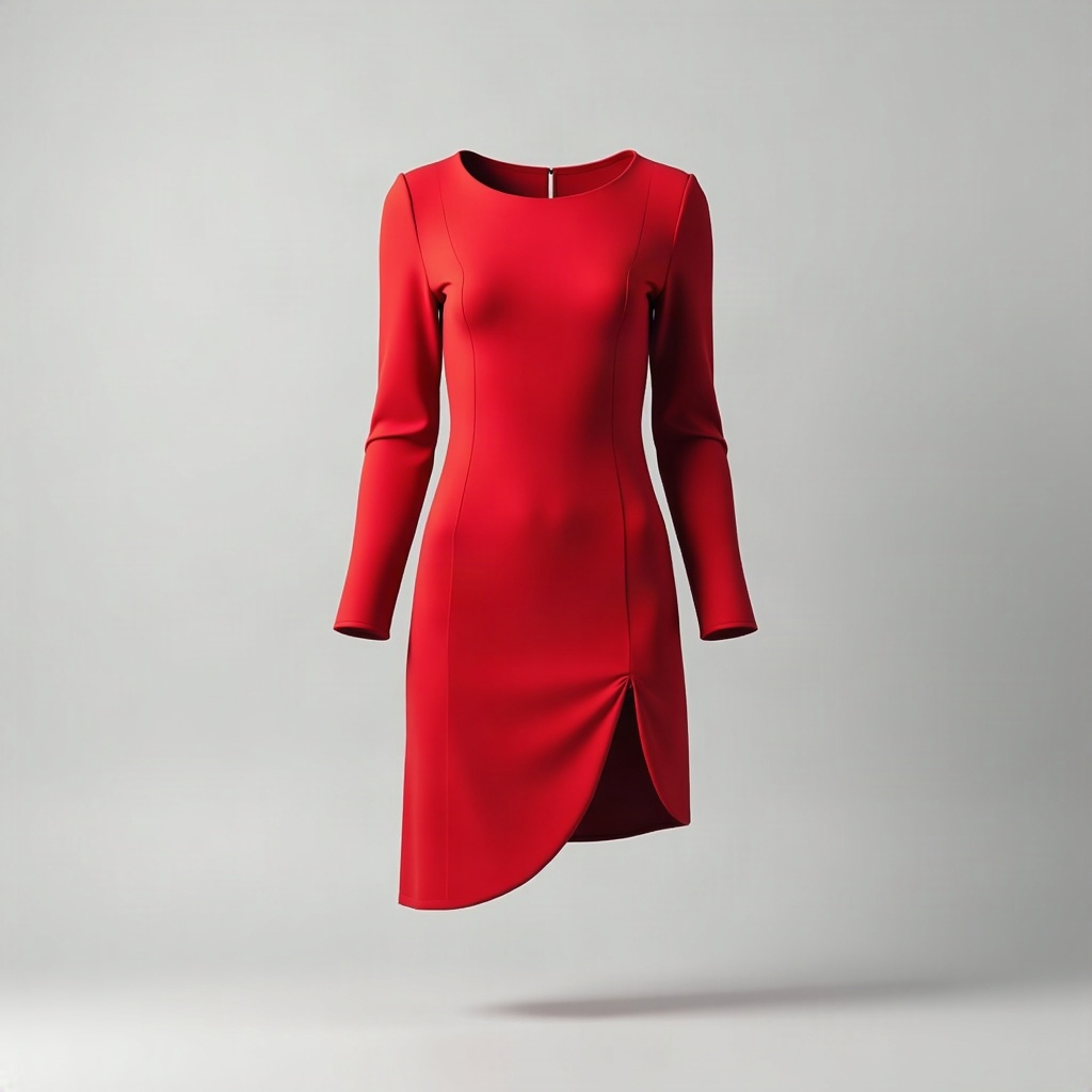 Red mini dress with a side slit